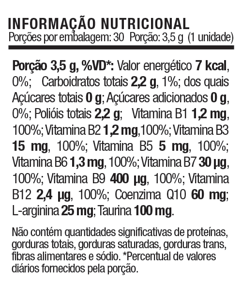 Tabela nutricional Energy Fuel Tabela nutricional Energy Fuel