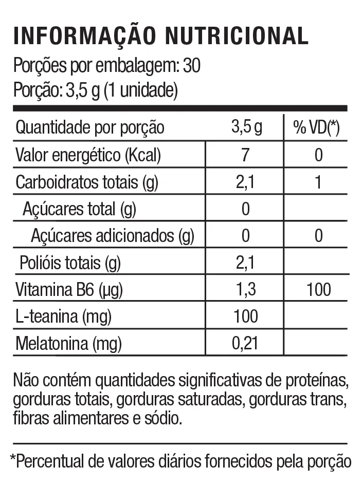 SereniTea - Lteanina Tabela Nutricional SereniTea - Lteanina Tabela Nutricional
